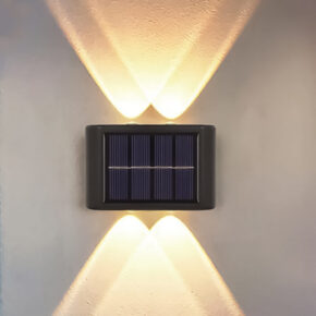 Solar up down wandlamp Sasha op zonne-energie - Zwarte buitenlamp met warm wit licht - Set van 2