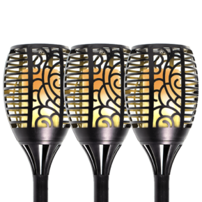 Solarlamp Fakkel Small voordeelset 3 stuks zwart met vlameffect