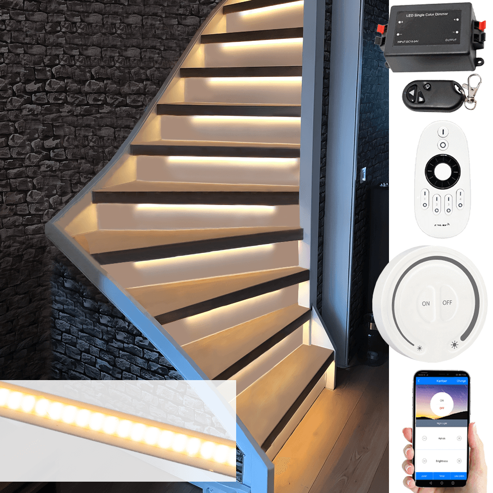 Trapverlichting COB led strip Warm Wit complete set 50 CM