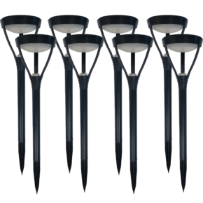 Voordeelset 8x Solar priklamp Birdie zwart met warm wit licht