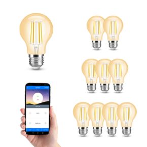 Milight wifi set met Dual White smart filament lamp 7W E27 fitting - Amberkleurig A60 model - Met wifi module