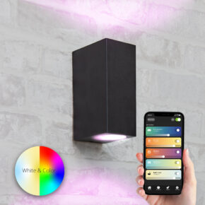 Zwarte up down wandlamp voor buiten met Zigbee GU10 spot - Recht