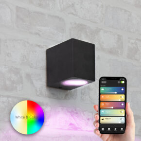 Zwarte wandlamp voor buiten met Zigbee GU10 spot - Recht